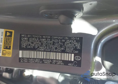 2015 Lexus Es 300H from USA, damaged, VIN JTHBW1GG6F2084580
